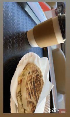 Hot chocolate and I guess the other is veggies in pita