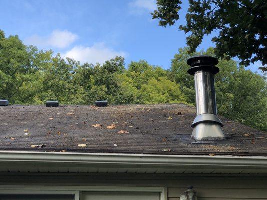 Right side of roof, covered in moss