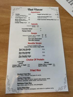 Other side of menu