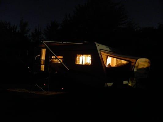 The camper at night