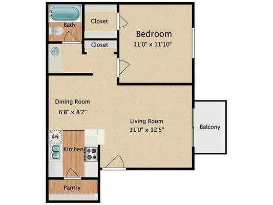 A4
1 Bedroom 1 Bathroom
 square feet
Full Size Washer/Dryer