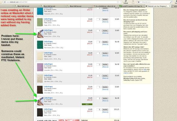 Beware of MisterArt adding items to your cart that you did not add yourself. The items will be very similar to your real order.