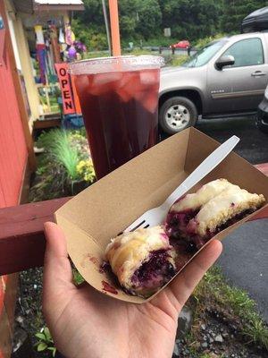 Blueberry cream cheese Danish and blueberry tea! Deeeeeeeelicious!