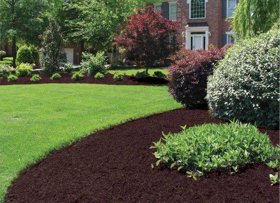 Beautiful brown mulch and landscaping.