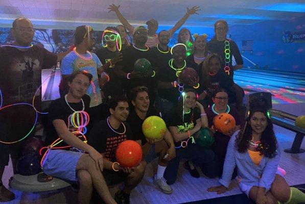 Glow stick night at bowling!