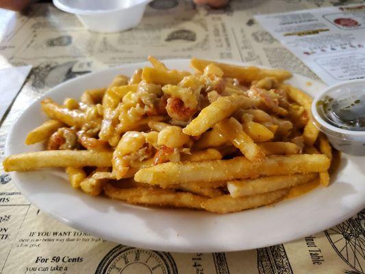 Fries with crawfish bisque.   Delicious!