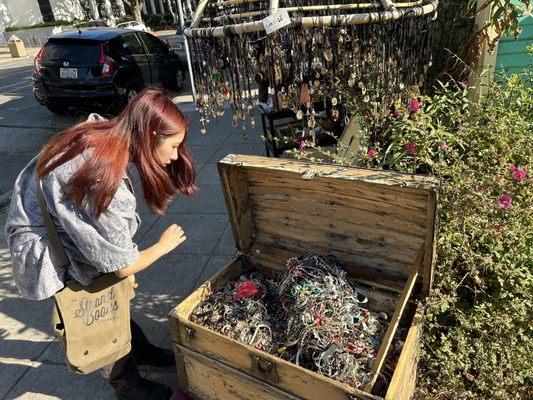 outside shop, assortment of bracelets and bangles