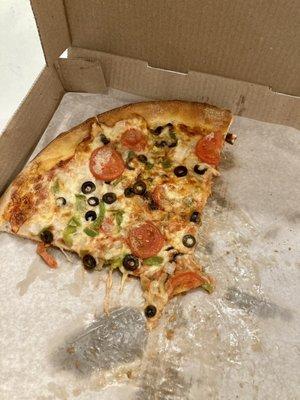 Large veggie pizza- no mushrooms