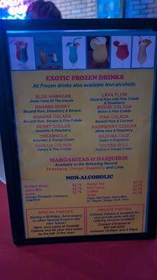 Comedy Cabana Menu - Drinks 2