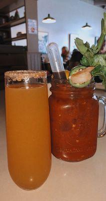 Apple cider mimosa and Bloody Mary