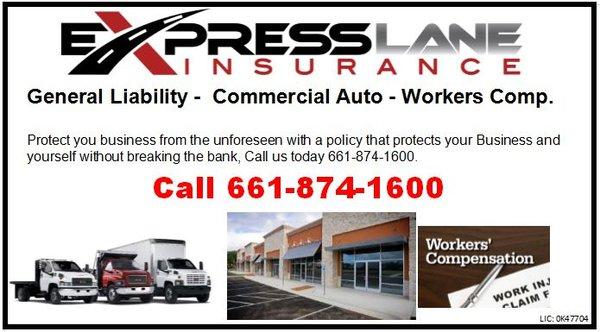 Let us help you with all of you r Commercial/ Business Insurance needs - Call 661-8741600