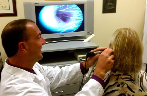 All hearing tests include a painless video otoscope exam. You watch on the TV as the Specialist looks inside your ear canal.