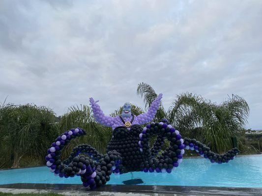 Ursula Balloon Sculpture in the pool for a little mermaid themed party!