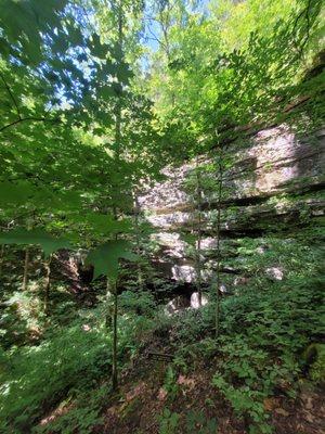 1st view of the lost creek cave when coming down the hill to the bottom area