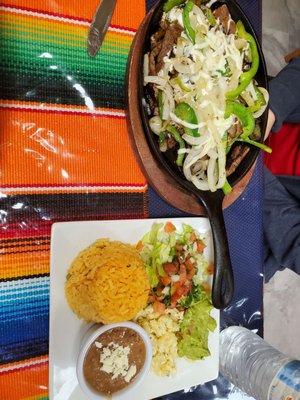 Beef fajitas and sides