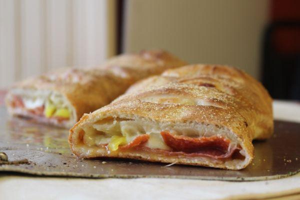 Stuffed, hot Italian calzone