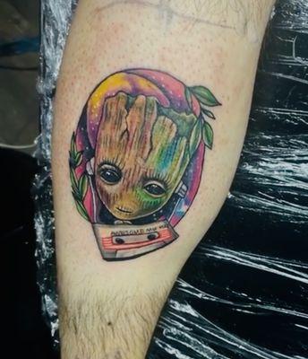 The groot tattoo in color