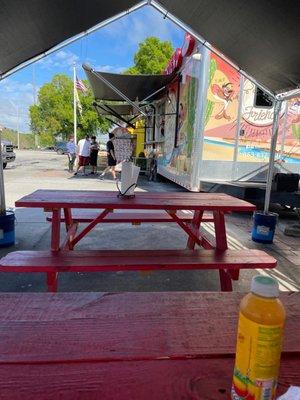 Cool outside eating area.