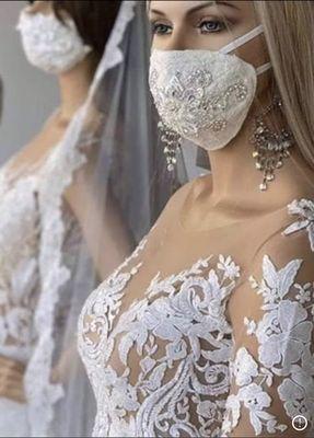 We do alterations in you beautiful weeding gown also we make you matching mask .