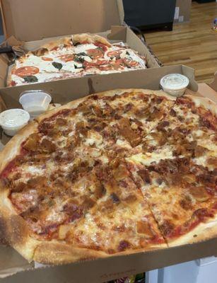 13. Margarita Pizza and 16. Chicken Bacon Topping with Ranch Pizza