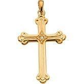 14K Yellow Gold Cross With Diamond .02CT