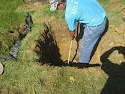 A sewer line repair project in progress.