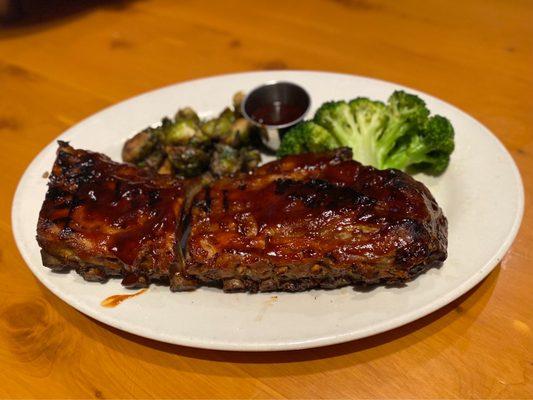 BBQ Baby Back Ribs (Full) w/ Brussel Sprouts & Fresh Broccoli