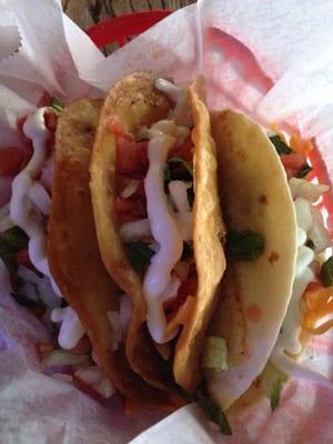 Fish, steak, and pork tacos. You can choose soft shell or hard, I'd recommend the hard shell!