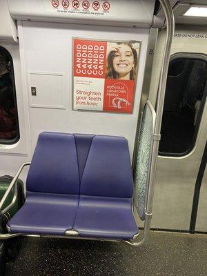 Inside subway train