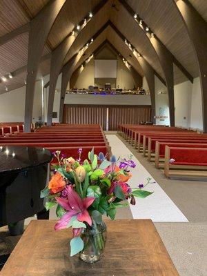 Small arrangement for the front of the church.