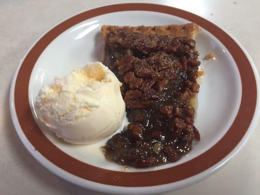 Pecan Pie with vanilla ice cream