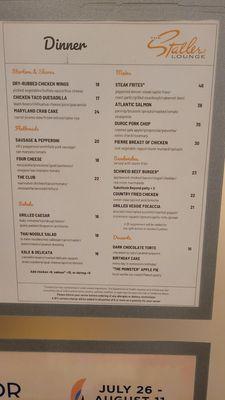 Menu at entrance