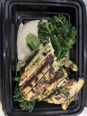 Grilled Pesto Chicken, Broccolini, Fennel Purée