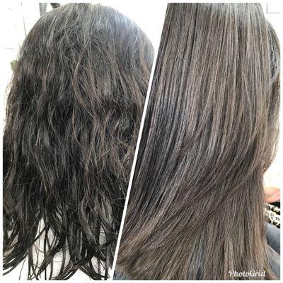 Before and after the Brazilian blowout  done by Noy Olmedo