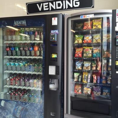 And vending machines providing both snacks and drinks!