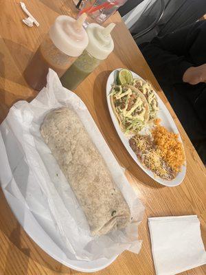 Carnitas burrito and #9 meal (2 fish tacos).