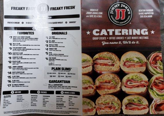 Catering menu