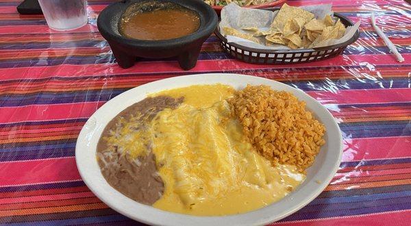 2 cheese Enchiladas lunch plate