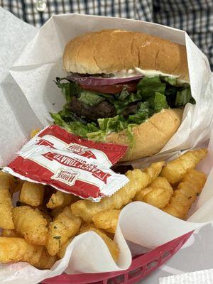 Hamburger and fries