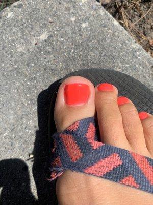 The big toe is pretty messy for a $40 dollar pedicure - the edges are not clean.