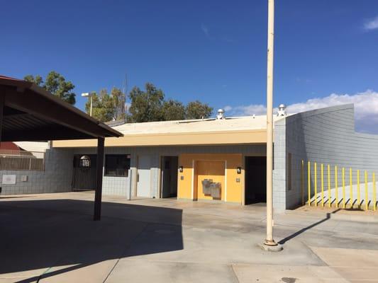 Restrooms, water fountains, and concession stand, which must be for when there's a baseball game.