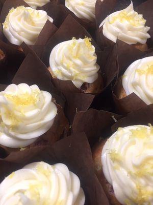 Raspberry cupcakes with lemon buttercream.