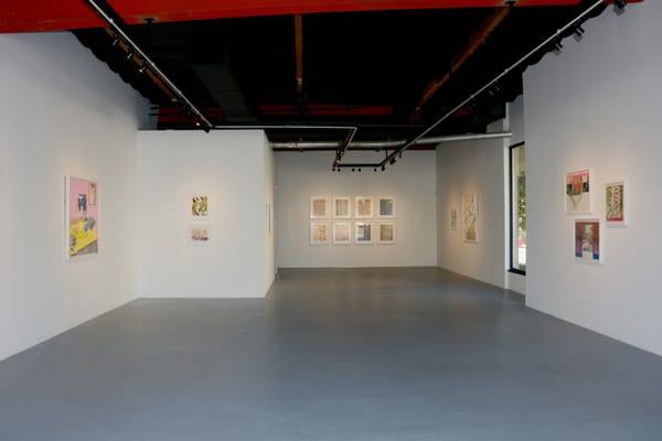 Installation shot of group show "Good Senses" featuring work by Kristen Schiele, Craig Kucia, and Erin Curtis