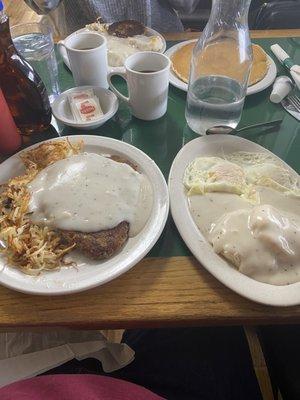 Country Fried Steak with a biscuit and gravy instead of toast. Awesome!