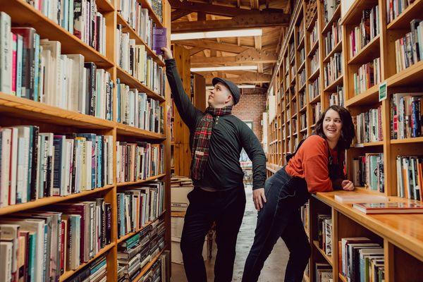 Bookstore engagement session.