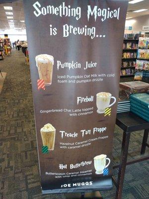 Fun Harry Potter drinks at the Joe Muggs in Books a Million.