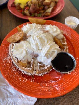 Belgian Waffle with spiced apples.