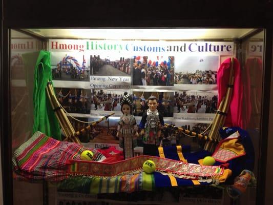 Display inside displaying Hmong History, Customs, and culture.