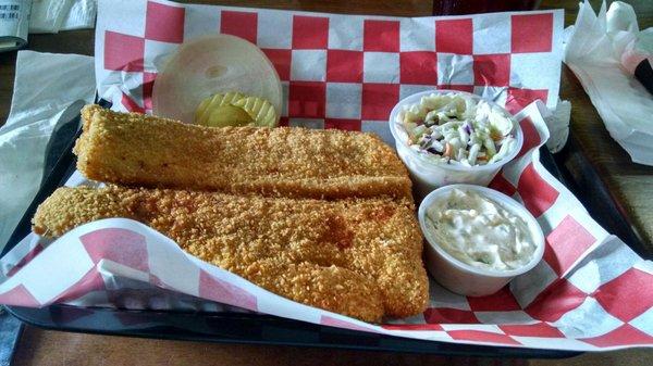 Cod fish sandwich and slaw.