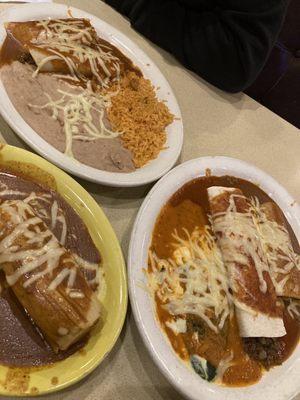 Combo 8 and combo 13. (1 Enchilada, 1 Tamale, Rice & Beans Combo) (1 Enchilada, 1 Beef Burrito & 1 Chile Relleno Combo)